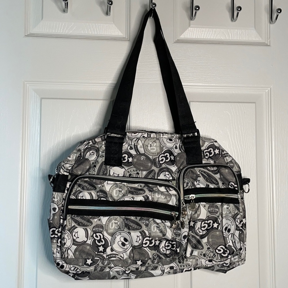 💖✨handbag bag purse black white Bag lesportsac